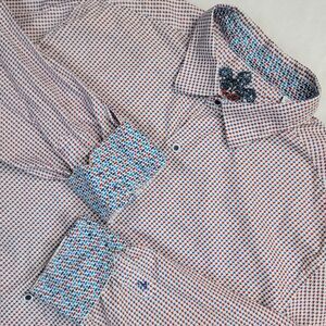 Robert Graham Flip Cuffs Classic Fit Casual Shirt 2XL Geometric Button-Up Mens
